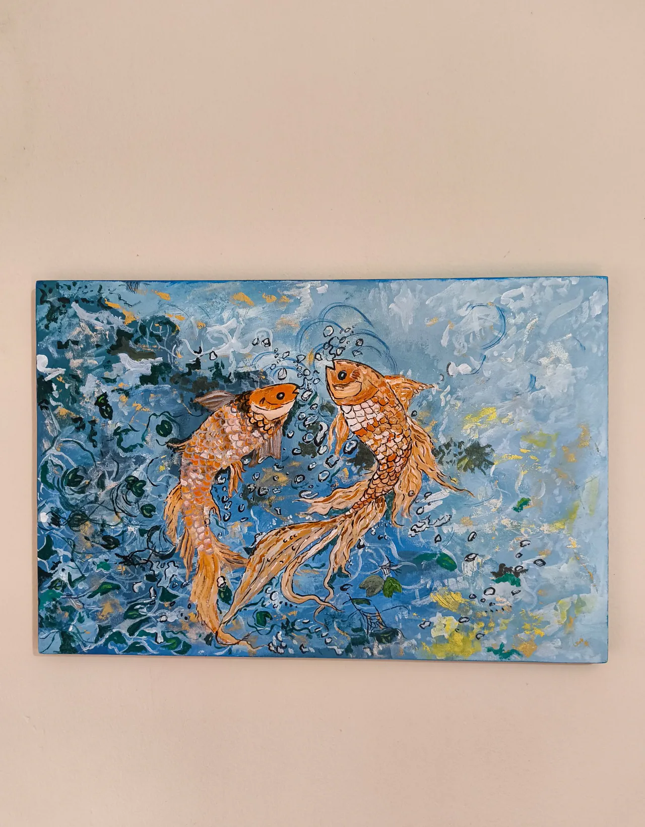 Koi Fish painting on a canvas