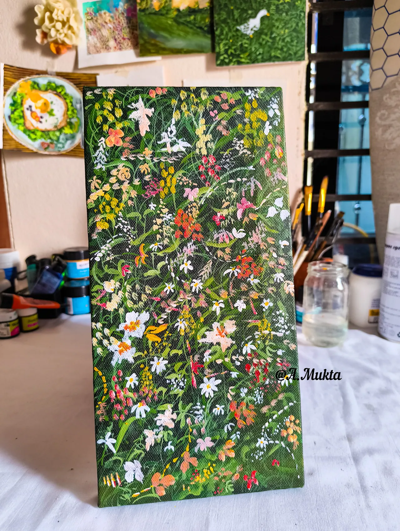 Wildflower painting on canvas