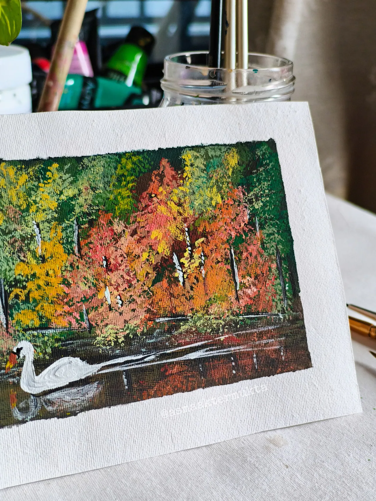 Swan painting on paper