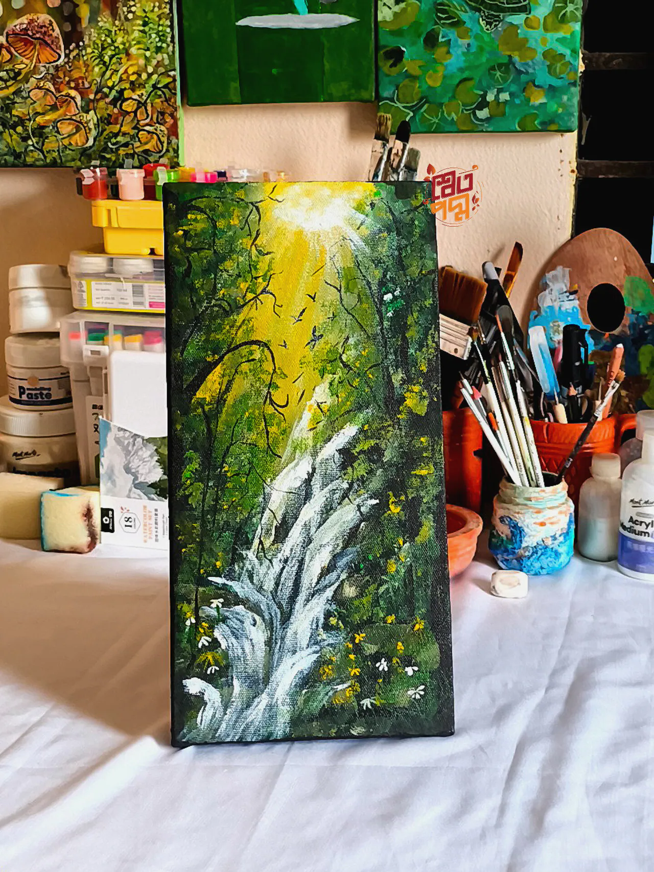 Waterfall painting on canvas