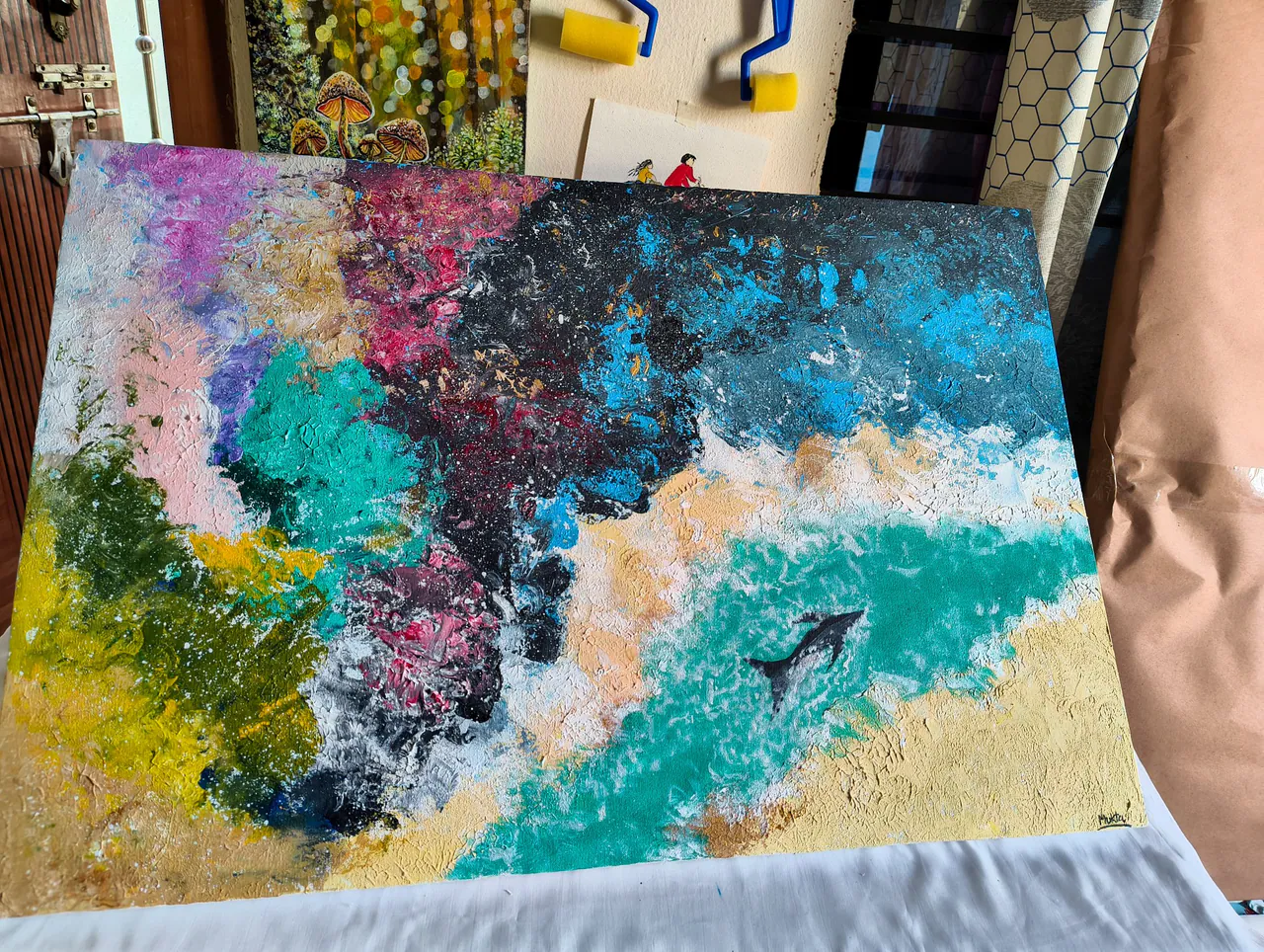 The whale painting on canvas