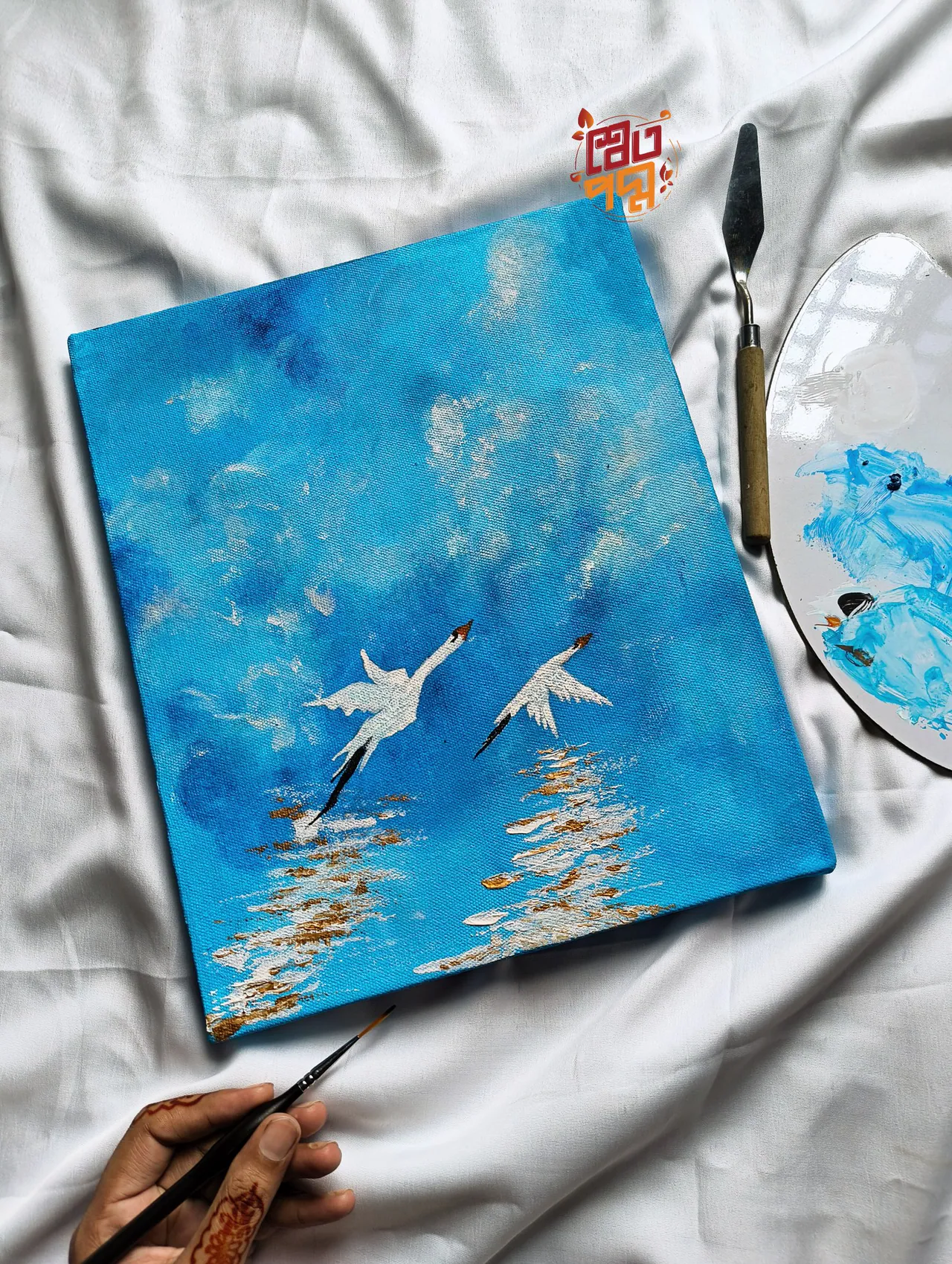 Swan in the sky( Impasto Painting)
