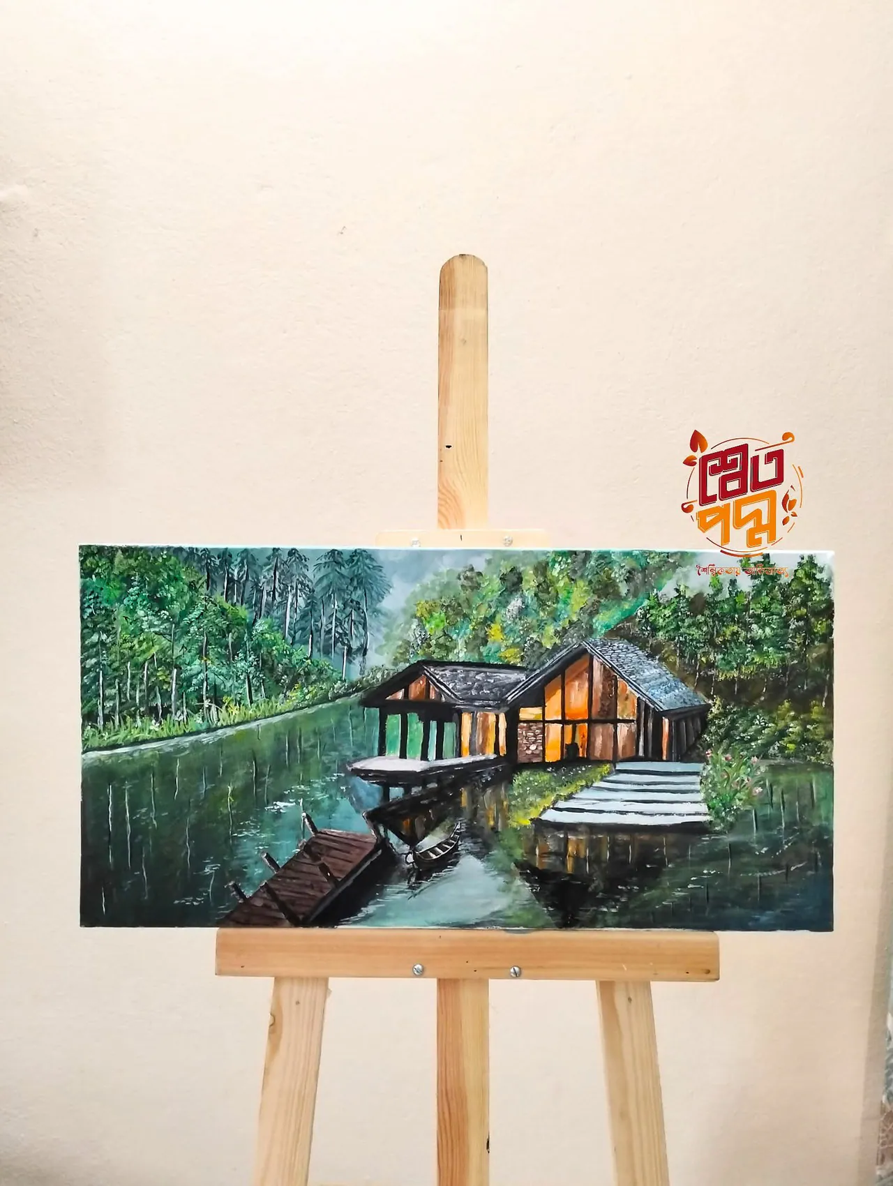 Lake painting on canvas