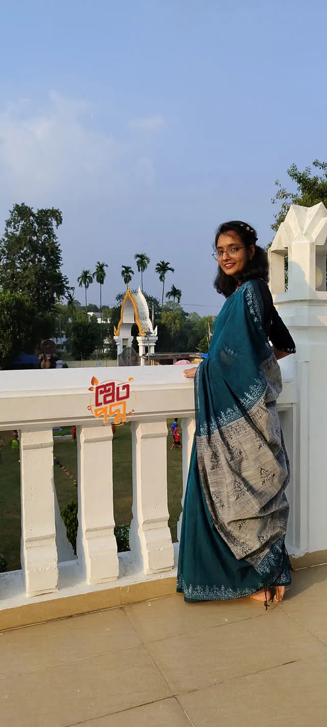 Handstitched & block saree