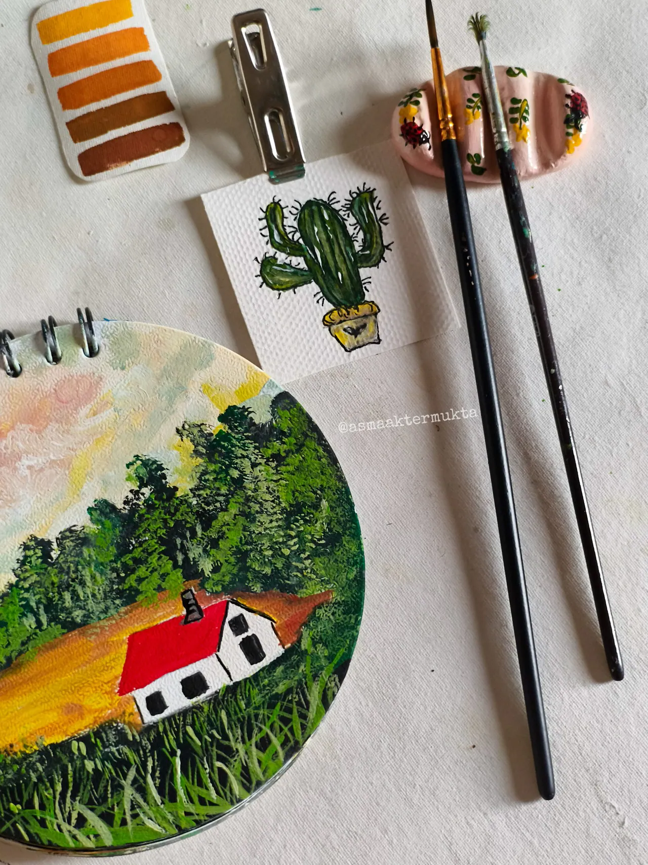Paint on a sketchbook