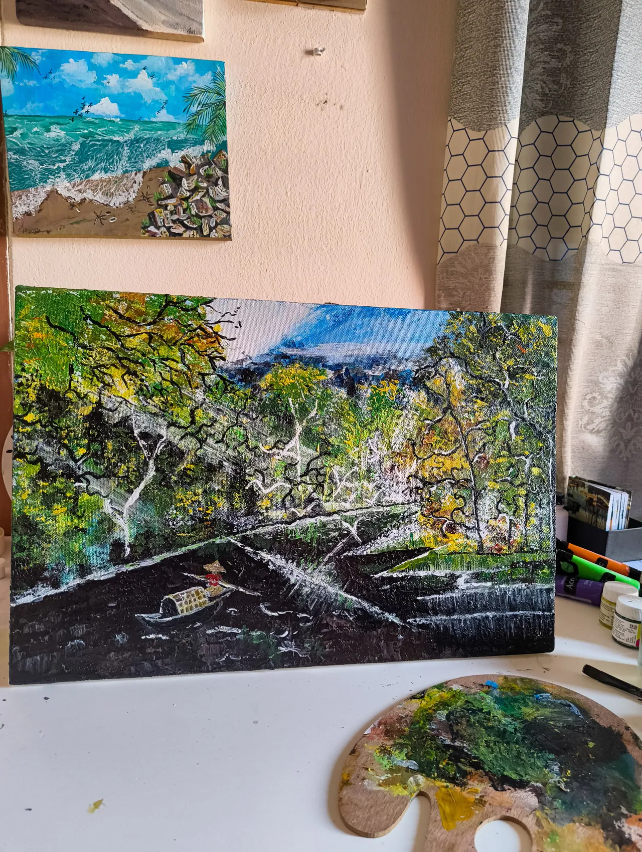 Textured landscape painting